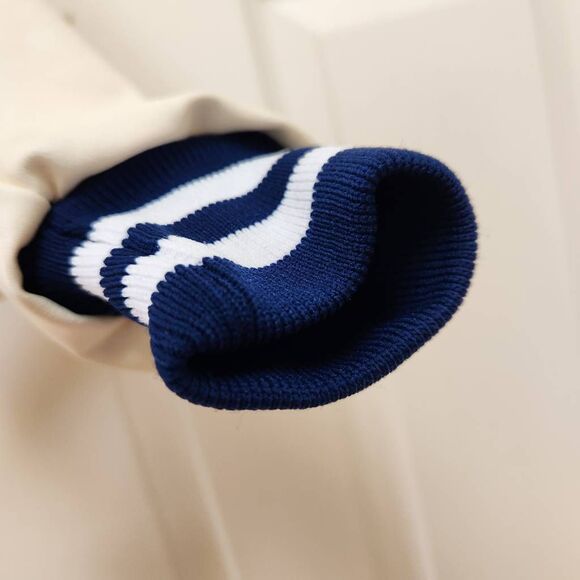 Rennoc kids medium vintage wool royal blue cream button-up varsity jacket - Picture 7 of 10